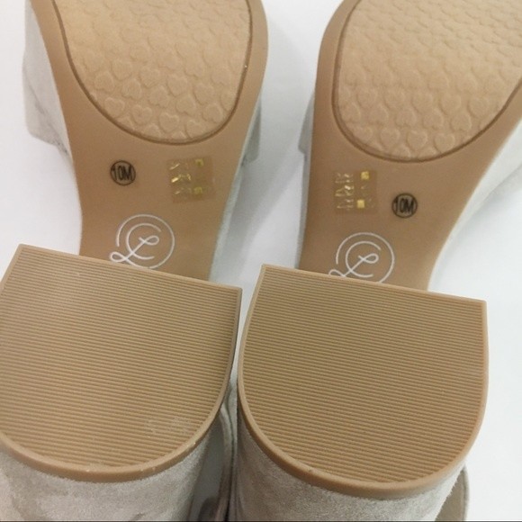 Chinese Laundry Size 10 Theresa Gray Vegan Suede Platform Open Toe Sandals Heels - Picture 11 of 14